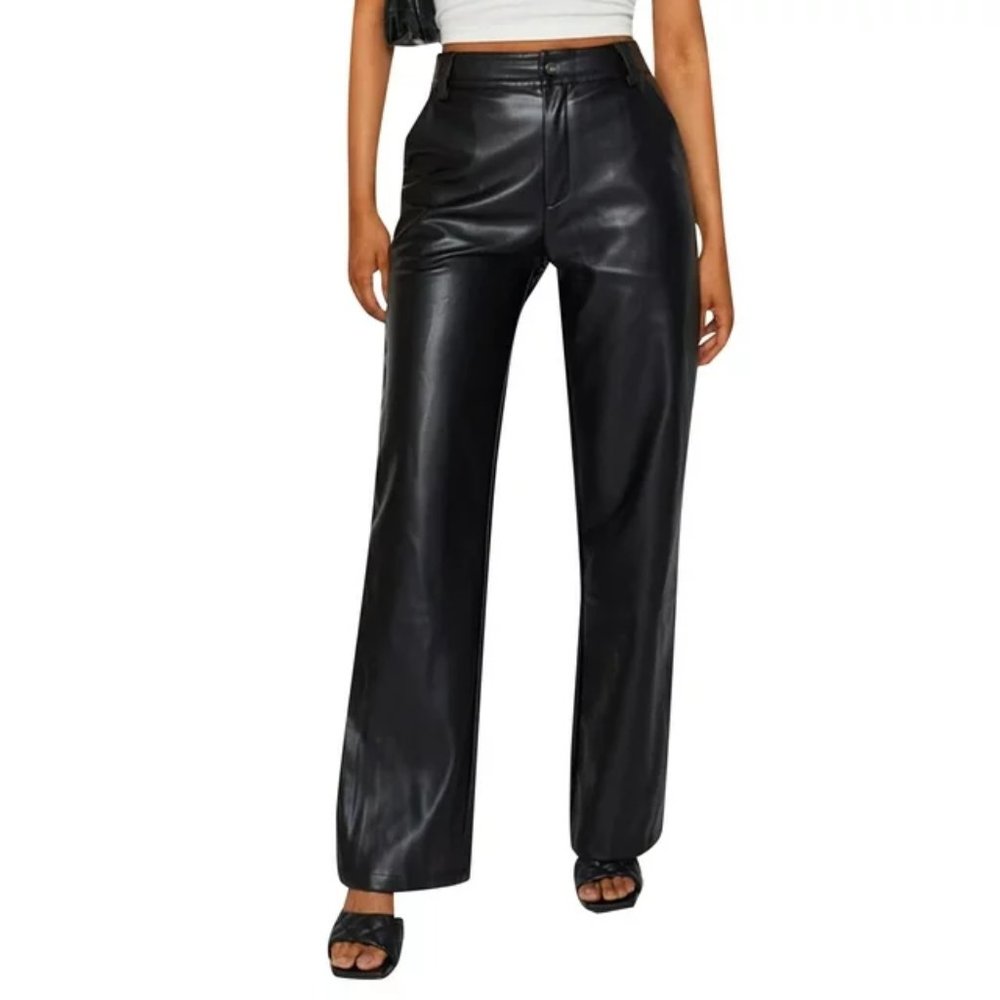 Women Black Pleather Pants